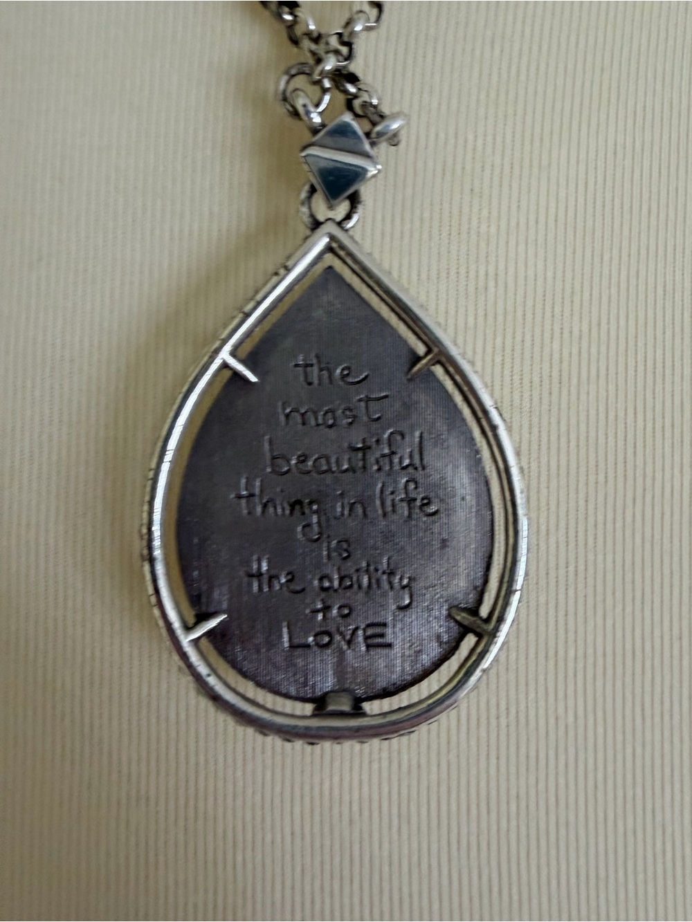 Brighton Teardrop Pave Pendant Necklace in Gunmetal and Silver - Picture 2 of 3